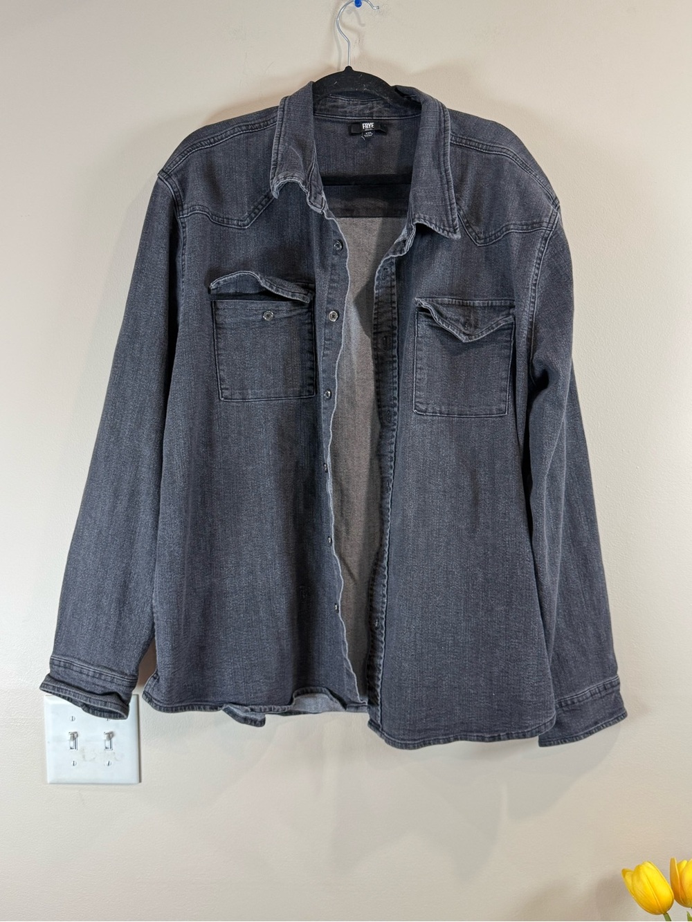 🔥Ralph Lauren Women's Washed Black Denim Shirt Jacket Size XXL EC🔥